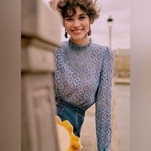 SEZANE EGLANTINE BLOUSE VINTAGE BLUE